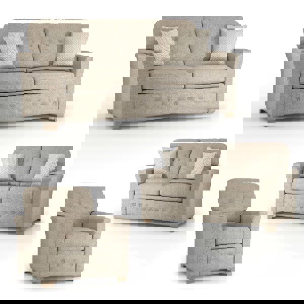 Furnishings For Less Hartley Fullback Tufted 3 Piece Sofa Suite