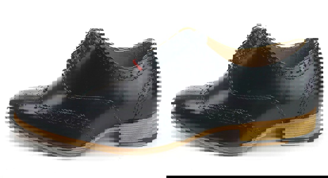 Frank James Norbury Leather Hi Shine Lace Up Mens Brogue Shoes