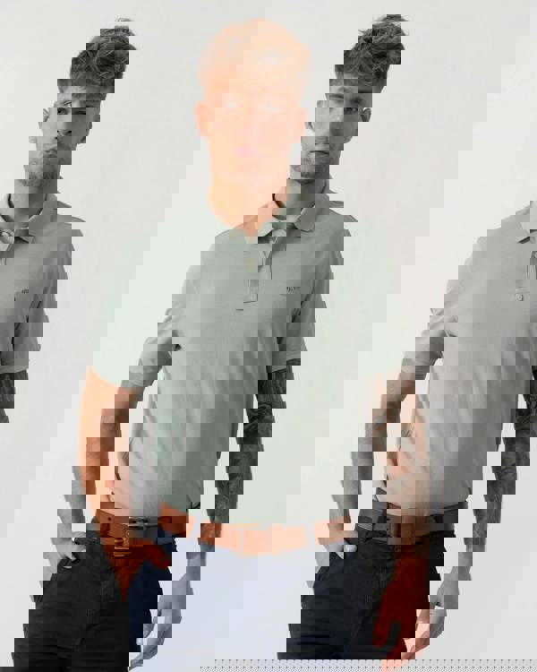 GANT Slim Fit Short Sleeve Shield Logo Pique Polo - 10 Ceramic Grey - Main