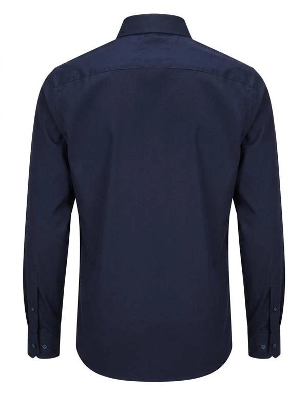 Men's Long Sleeve Button-Down Dress Shirt - Navy - TruClothing.com - 15