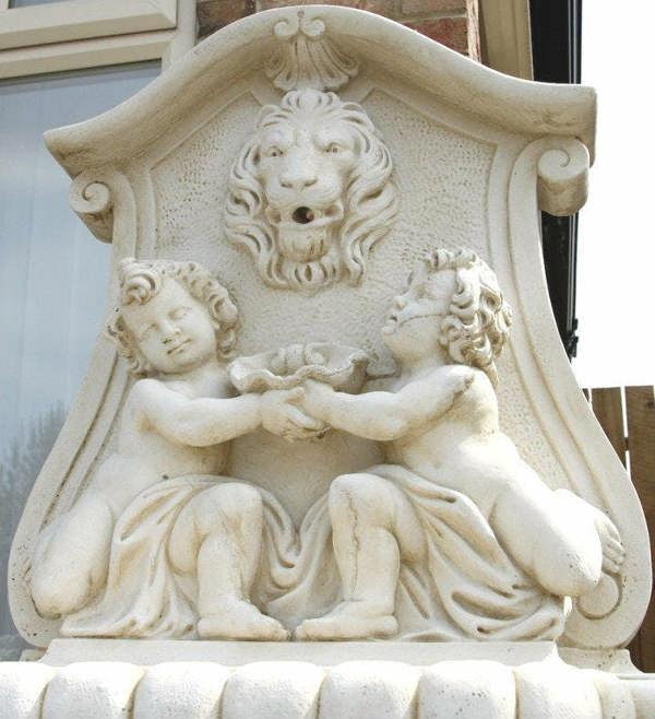Large White Stone Wall Water Fountain