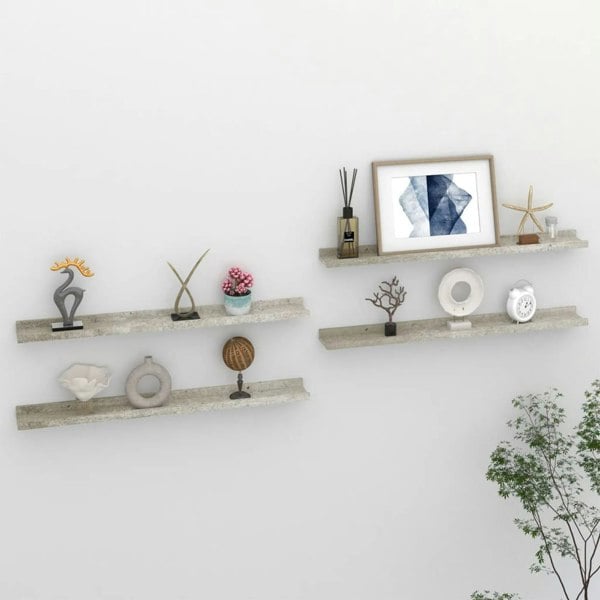 Berkfield Wall Shelves 4 pcs Concrete Grey 80x9x3 cm