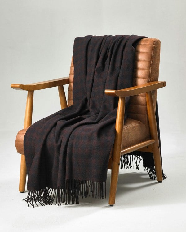 Joshua Ellis Classic Check Tassel Hem Cashmere Throw