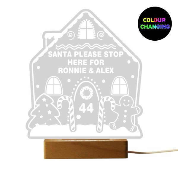 Personalised Memento Company Personalised Gingerbread House Christmas Wooden Based LED Light