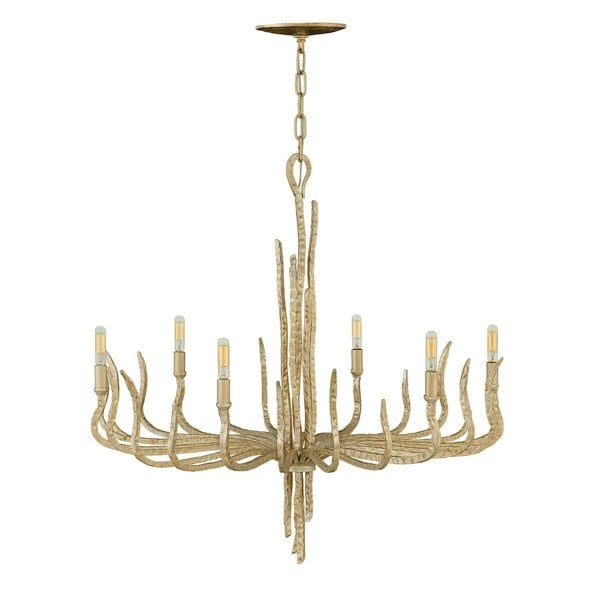 6 Bulb Chandelier Hanging Pendant LIght Champagne Gold LED E14 60W Bulb Loops