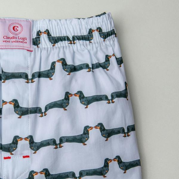 SAUSAGE DOG POPLIN COTTON PRINTED BOXER SHORTS - Premium Men's Patterned Shirt by Claudio Lugli | Bold Design, Tailored Fit, Best Printed Shirts