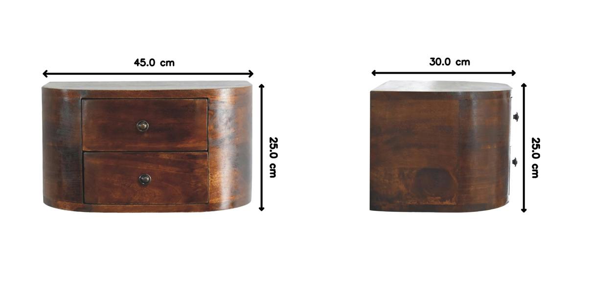 Artisan Furniture Solid Wood Lunar 2 Drawer Floating Bedside