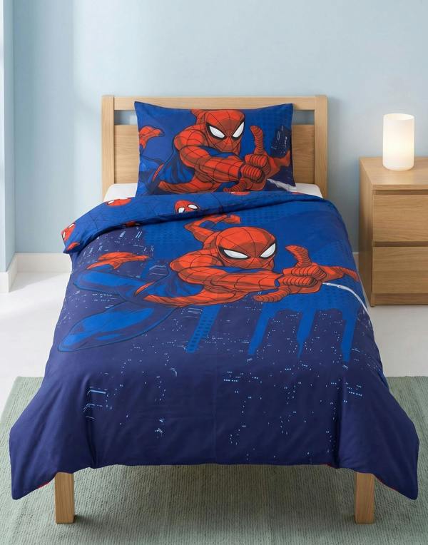 Vanilla Underground Spiderman Boys Blue Character Single Duvet Set (One Size)