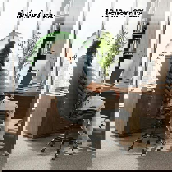 Levede Executive Office Chair PU Leather Reclining Desk Chair Flip-Up Armrests