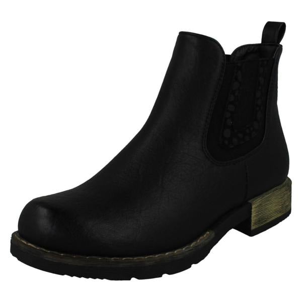 Spot On Ladies Spot On Chunky Low Heel Ankle Boots F51020