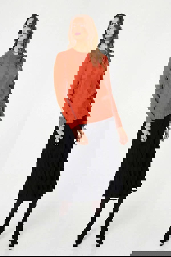 Orange | Textured Long Sleeve Slim Knit Jumper
