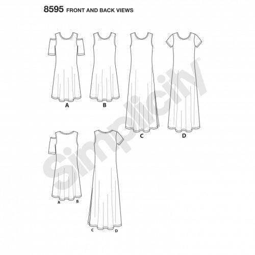 Simplicity Sewing Pattern 8595, Dresses for Women, A (XS-S-M-L-XL) - Easy