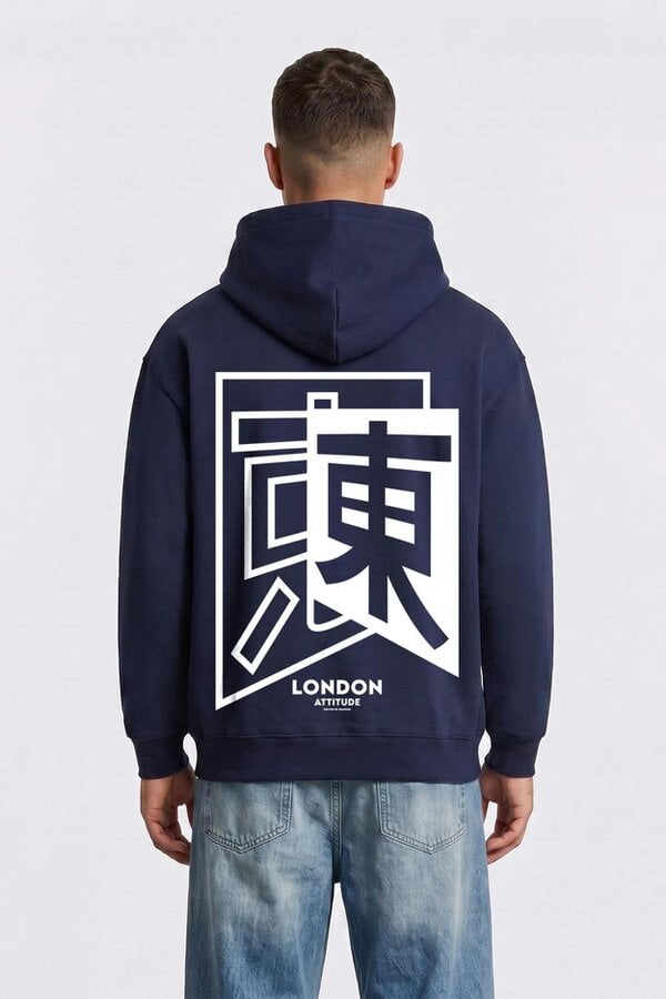 London Attitude Relaxed Fit Japanese Inspired  Graphic Hoodie