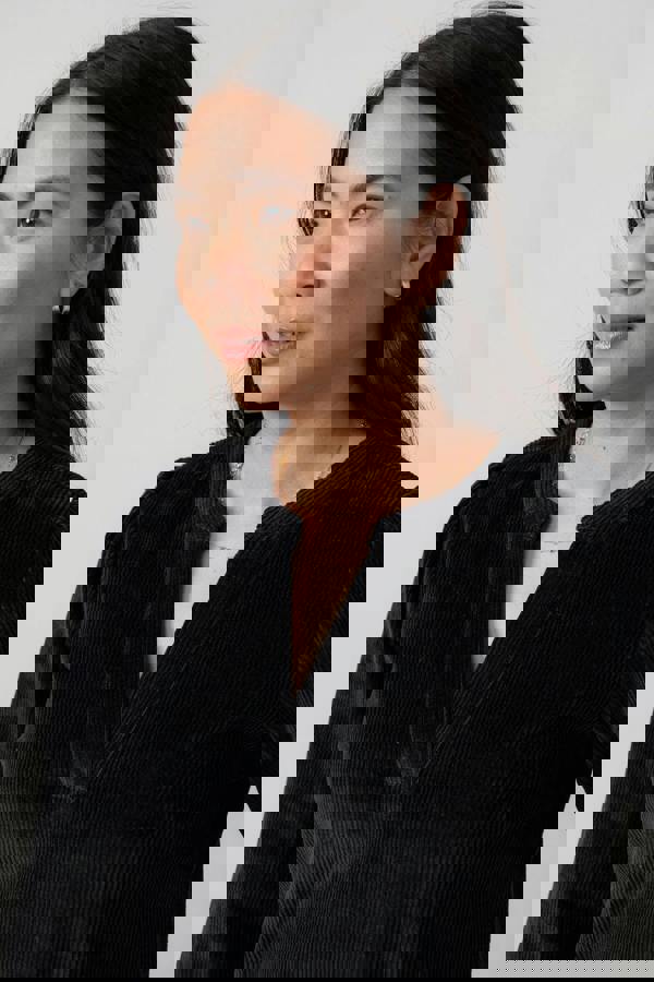 Lily & Me Harvest Stretch Jumbo Cord Shift Dress Black