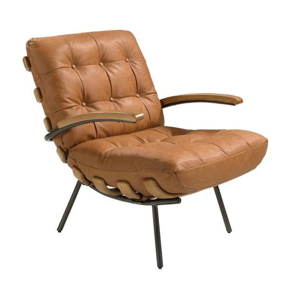 Angel Cerdá Brown leather and ash armchair 5153