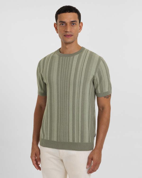 Steel & Jelly Moorgate - Stripe Textured Sweater T-Shirt