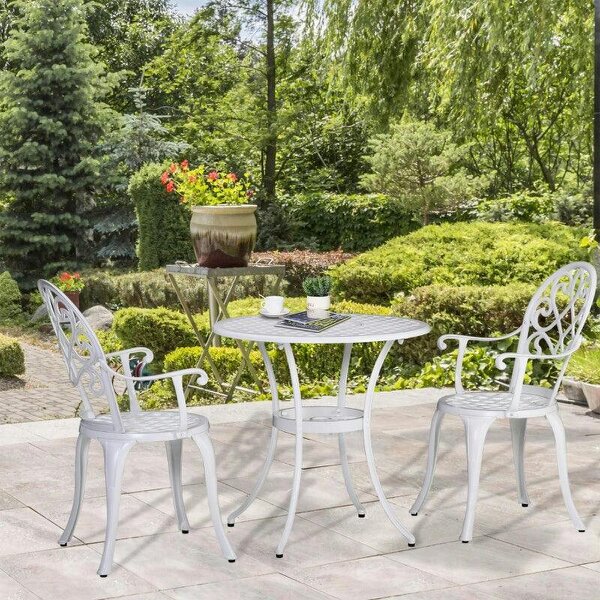 Three-Piece Elegant Aluminium Garden Set - White - White