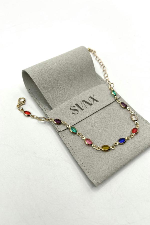 SVNX Multicolour Oval Necklace & Bracelet Set
