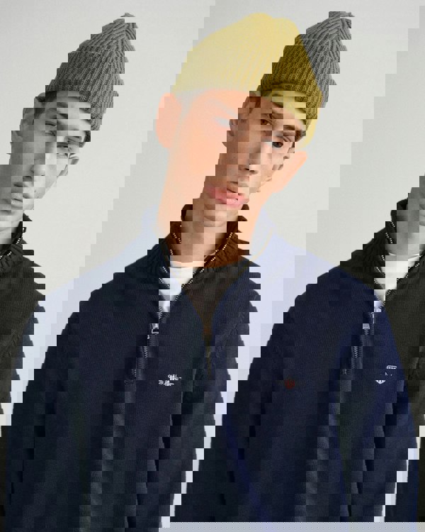 GANT Mens Casual Cotton Half Zip Jumper - 433 Evening Blue