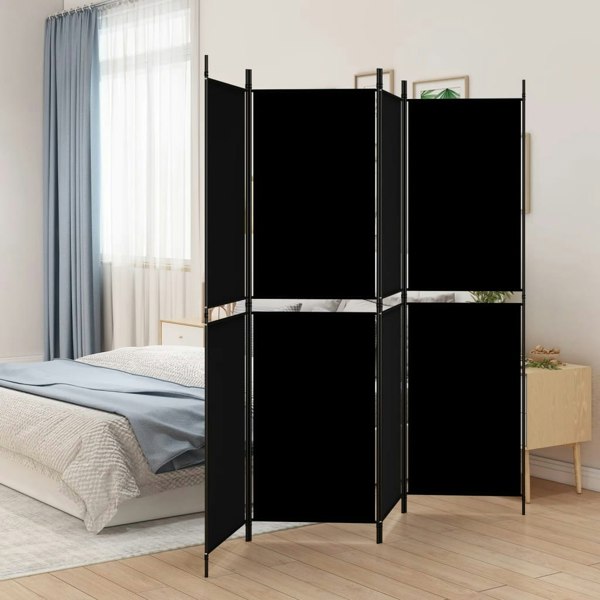 Berkfield 4-Panel Room Divider Black 200x180 cm Fabric