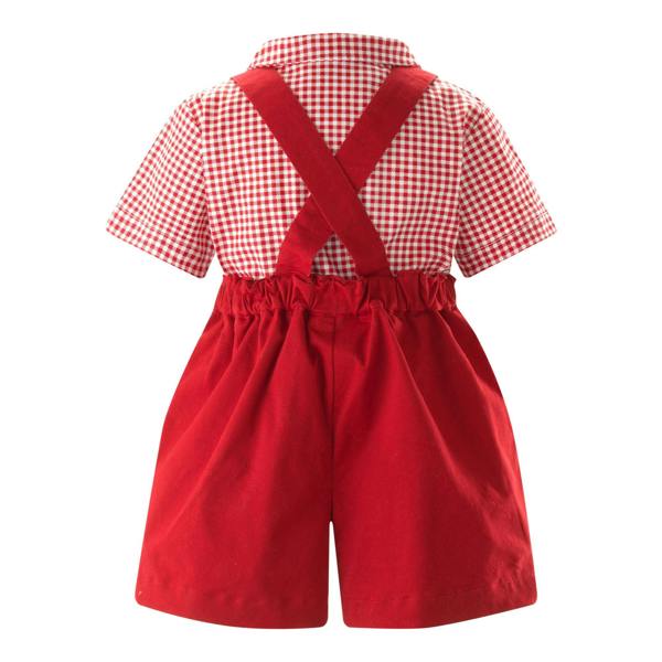 Rachel Riley Red Gingham Shirt & Dungaree Set