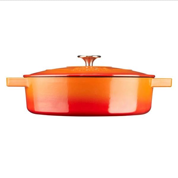 Cooks Professional 28cm Shallow Cast Iron Casserole | Graduated Orange
