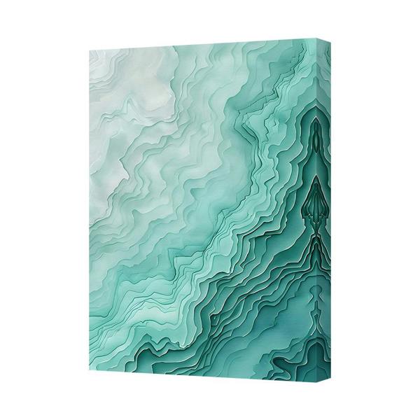 Benjamin Tate Design Abstract Teal Layered Paper Art On Canvas Print 8105 Wall Decor