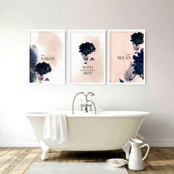 Bathroom artwork prints | Set of 3 framed wall art prints