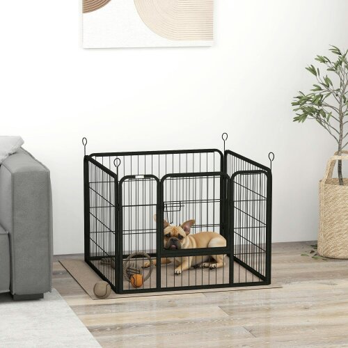 Pawhut Metal Pet Playpen Dog Kennel w/Door Latches In/Outdoor Use 82Lx82Wx60Hcm
