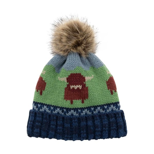 Aran Traditions Aran Knitted Pom Pom Cow Beanie