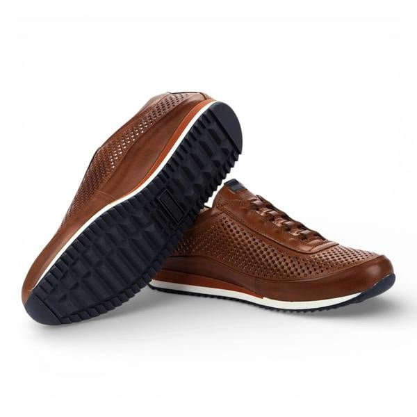 Pikolinos Liverpool - Men's Brown Leather Elastic Slip-on Sneakers