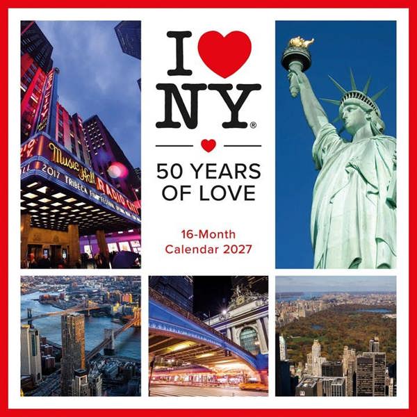 New York I Love NY City Colour Calendar 2027, Wall Calendars, Month To View, Travel, Gift