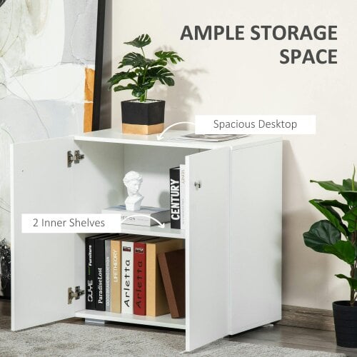 Wyld Haus Cosofi White Wood Freestanding Storage Cabinet 2 Doors 2 Shelves