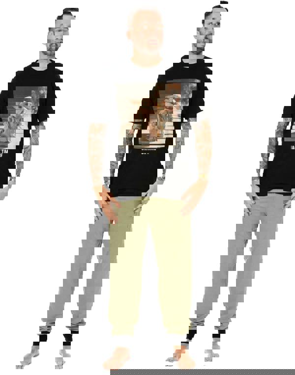 Star Wars Mens Black Grogu Short Sleeve Long Leg Pyjama Set