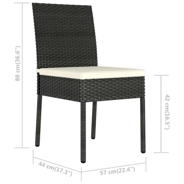 Berkfield 5 Piece Outdoor Dining Set with Cushions Poly Rattan Black