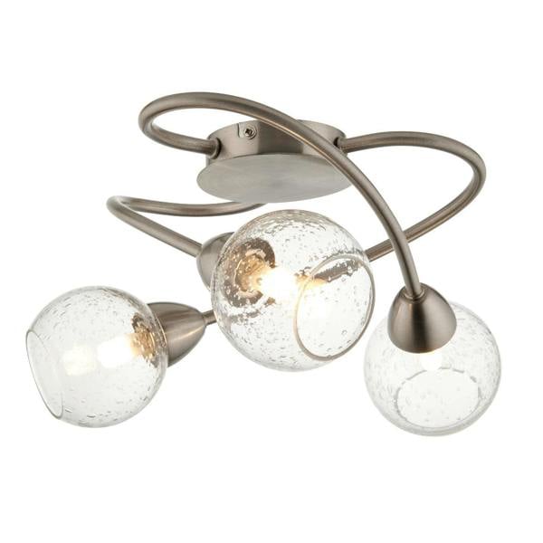 Pagazzi Lighting Callen Satin Nickel 3 Light Flush Ceiling Light