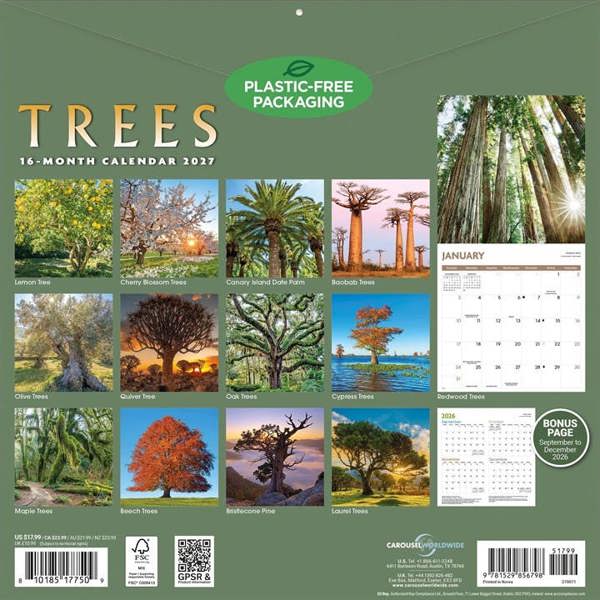 Trees Calendar 2027, Wall Calendars, Month To View, Natural World, Gift