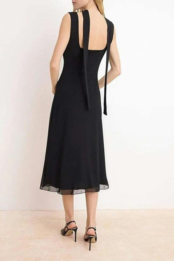 WOVCOR A-Line Sleeveless Ruched Maxi Tulle Knit Dress