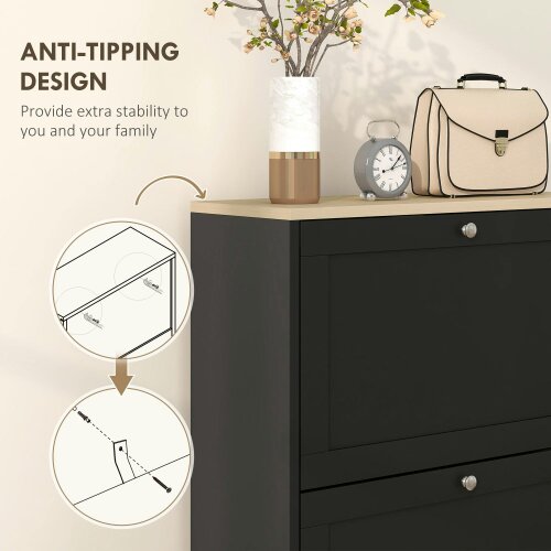Wyld Haus Rani Wooden Black Compact 3 Drawer Shoe Cabinet