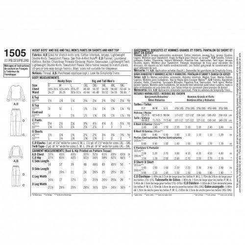 Simplicity Sewing Pattern 1505, Trousers, Pyjamas, Tops for Kids, Men, S-5XL - Easy