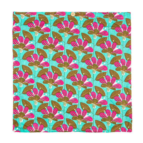 Elie Beaumont Serendipity Cotton Quilted Tote - Turquoise Blossom