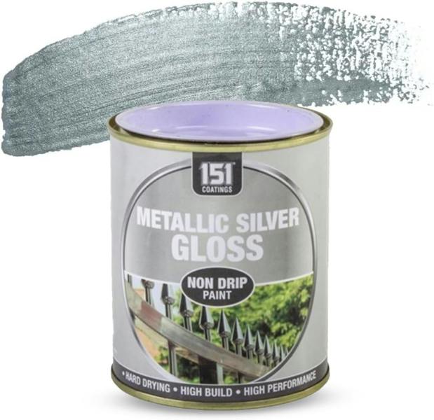 151 6X Metallic Silver Gloss Non-Drip Paint 300ml