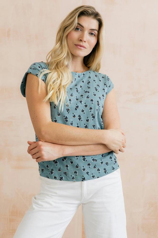 Lily & Me Sway Organic Cotton Jersey T-Shirt Verbena Ocean