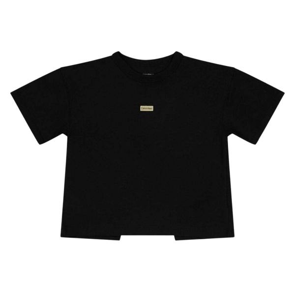 Calvin Klein Childrens/Kids Badge Crew Neck T-Shirt - Black - 