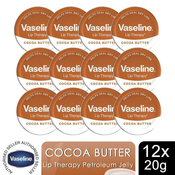 Vaseline Lip Therapy Cocoa Butter 20g Petroleum Jelly Dry Lip Treatment 12 Pack