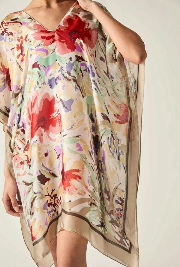 James Lakeland Beige Floral Mosaic Kaftan
