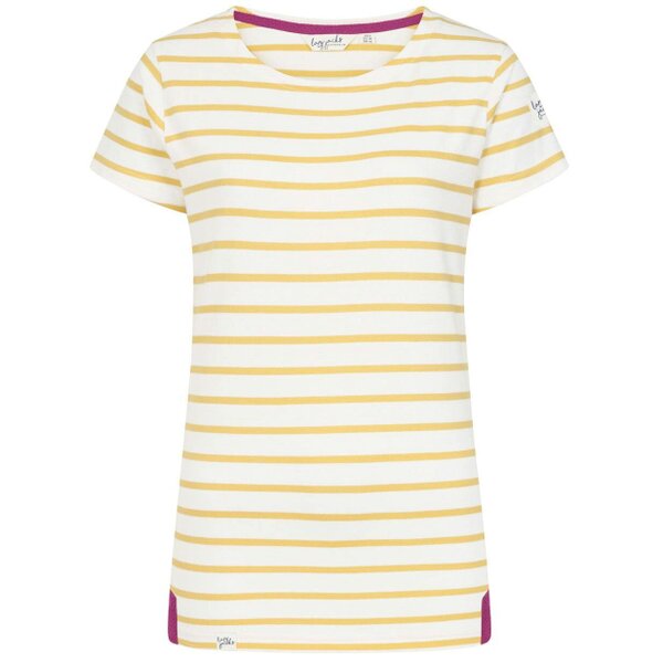 Lazy Jacks LJ8 - Ladies Short Sleeve Striped Breton Top - Lemon