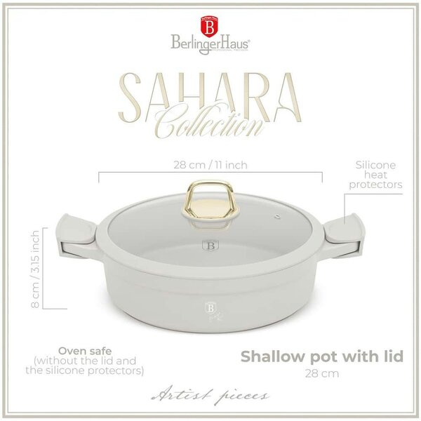 Berlinger Haus Shallow Pot with Lid BH7785 – 28 cm Sahara