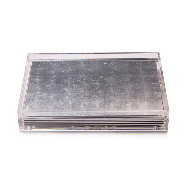 POSH TRADING COMPANY Servebox Clear Silver Leaf - Silver