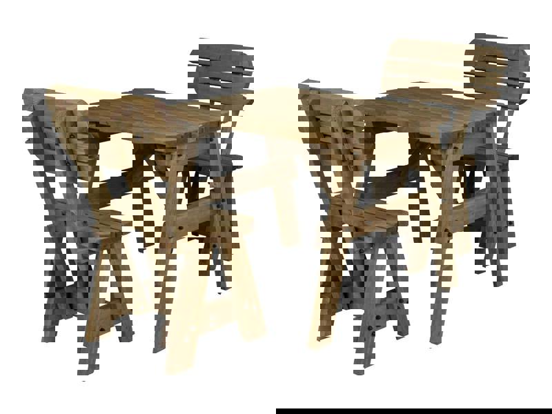 Victoria Space-Saving Rounded Picnic Table and Bench Set with Backrest – Rustic Finish Wooden Outdoor Dining Set for Gardens and Patios